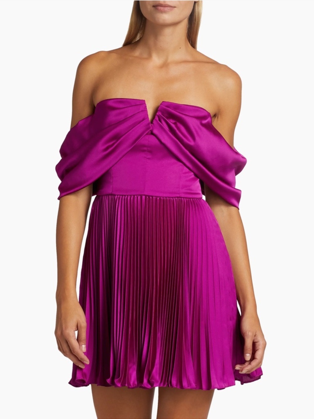 Amur Tilly Satin Off-The-Shoulder Minidress
